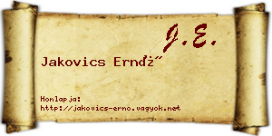 Jakovics Ernő névjegykártya