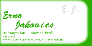 erno jakovics business card