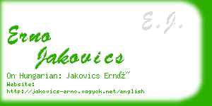 erno jakovics business card
